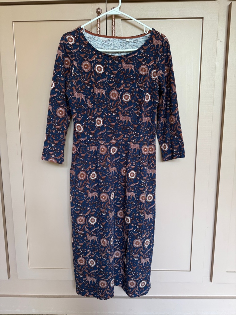 Boden Women's Navy Floral Pattern Midi Dress (6L)